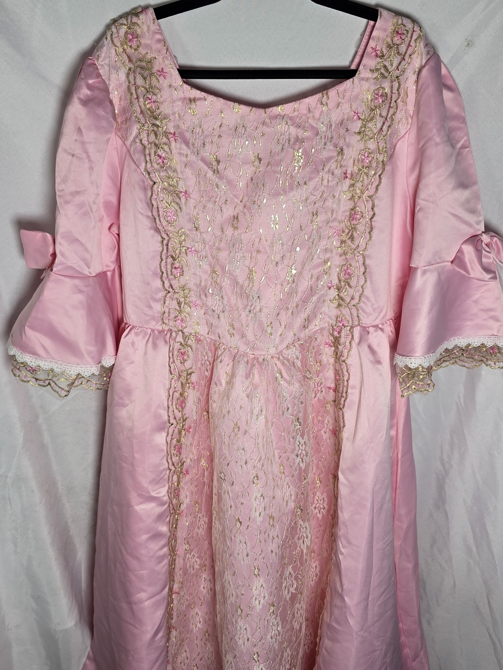 Womens Pink & Gold Lace & Satin Princess Ren Faire Halloween Costume Dress, XXL